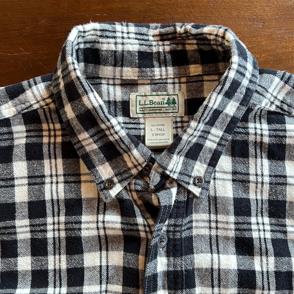 LLBean Black and White Flannel Shirt